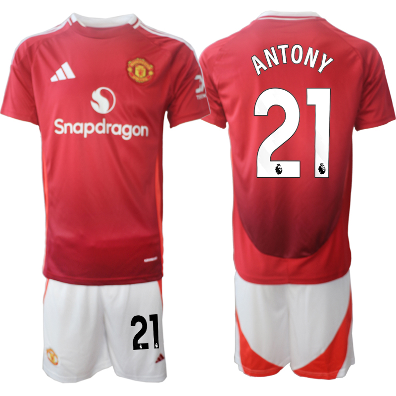 Men 2024-2025 Club Manchester United home Red #21 Soccer Jersey